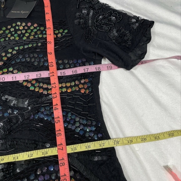 NWT Nanette‎ Lepore [SZ Medium ] Constellation Embellished Top in Black - Picture 5 of 12